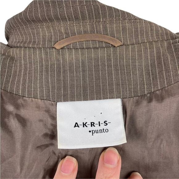 Akris Punto Womens Single-Breasted Micro Striped Wool Blazer Size 8 - Picture 9 of 16